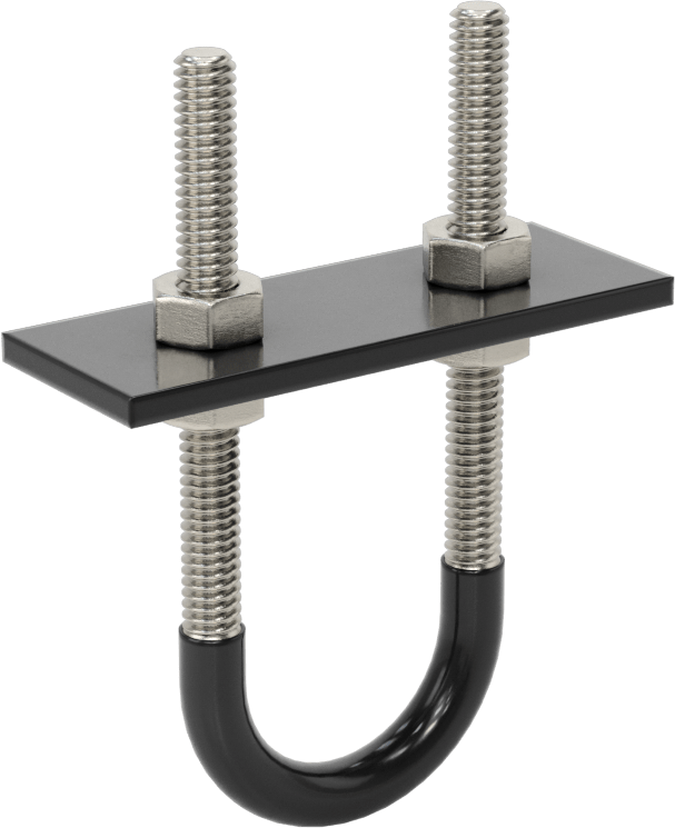Lastik Yastıklı U-Cıvata, 304 Paslanmaz Çelik, 1/4"-20 Diş Boyutu, 1-1/8" ID