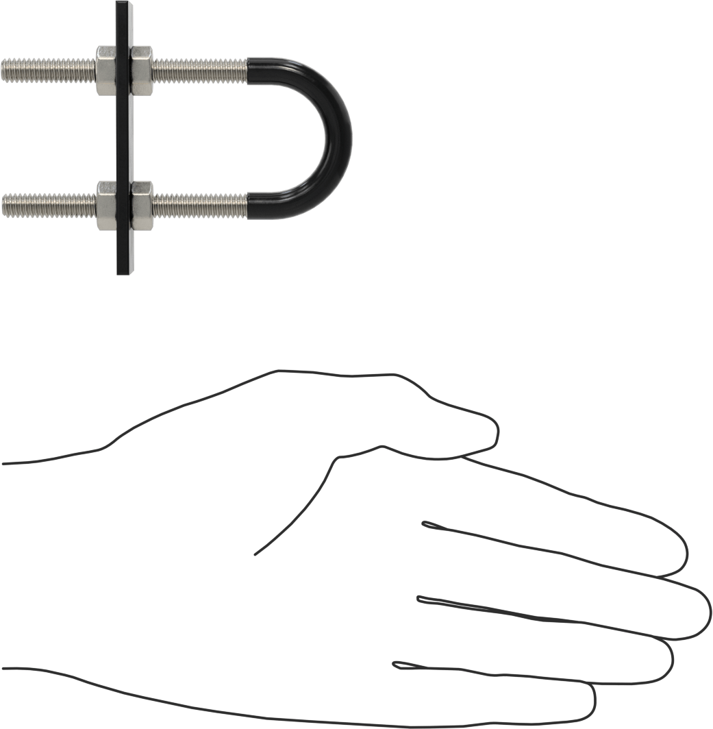 Lastik Yastıklı U-Cıvata, 304 Paslanmaz Çelik, 1/4"-20 Diş Boyutu, 1-1/8" ID