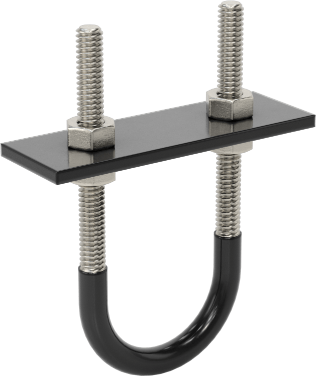 Lastik Yastıklı U-Cıvata, 304 Paslanmaz Çelik, 1/4"-20 Diş Boyutu, 1-3/8" ID