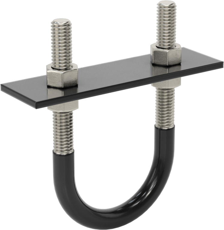 Lastik Yastıklı U-Cıvata, 304 Paslanmaz Çelik, 3/8"-16 Diş Boyutu, 2" ID