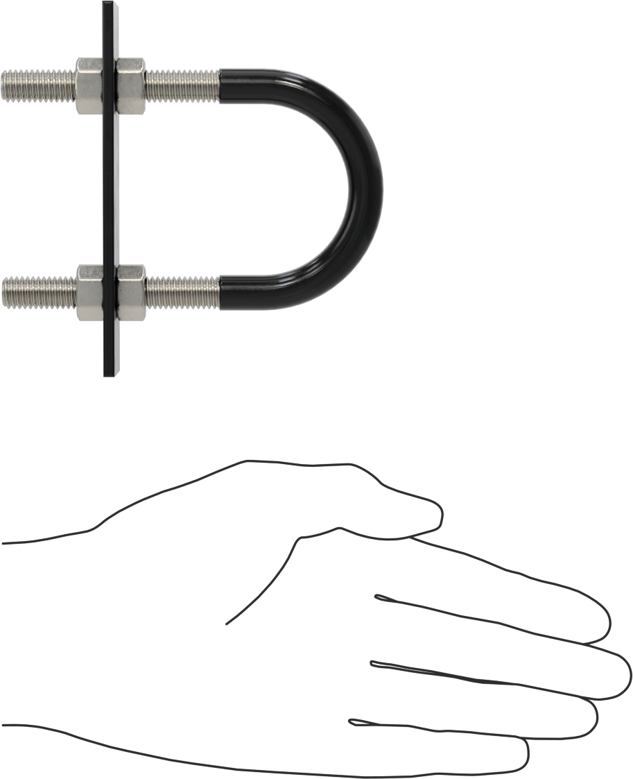 Lastik Yastıklı U-Cıvata, 304 Paslanmaz Çelik, 3/8"-16 Diş Boyutu, 2" ID