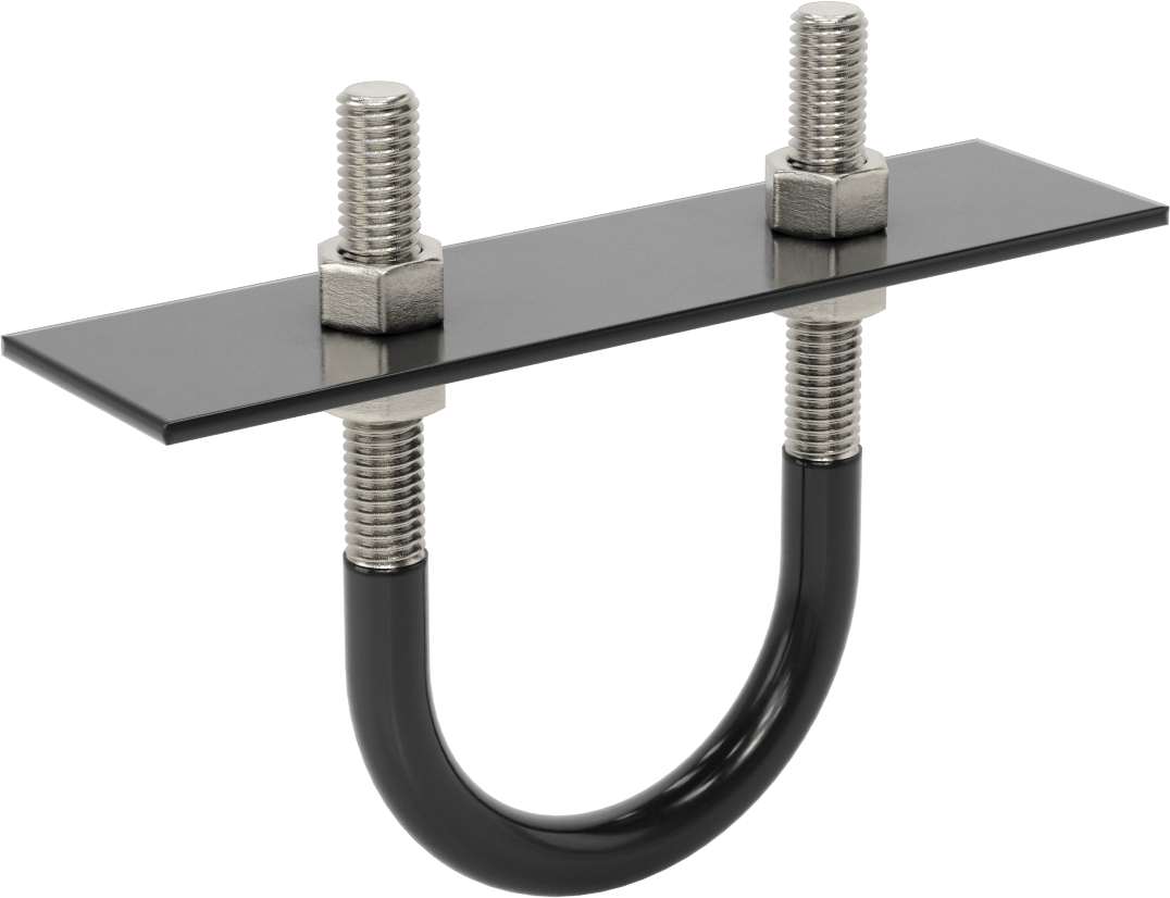 Lastik Yastıklı U-Cıvata, 304 Paslanmaz Çelik, 1/2"-13 Diş Boyutu, 2-15/16" ID