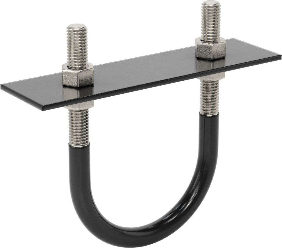 Lastik Yastıklı U-Cıvata, 304 Paslanmaz Çelik, 1/2"-13 Diş Boyutu, 3-9/16" ID