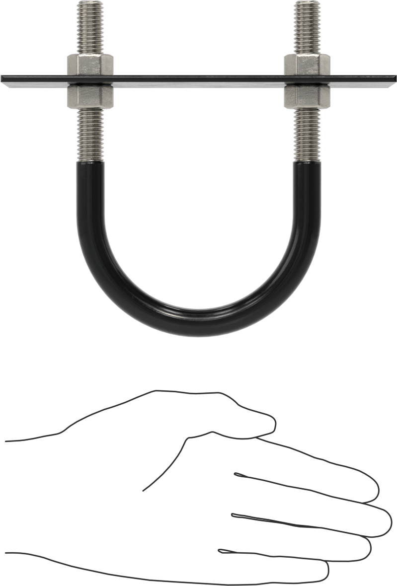 Lastik Yastıklı U-Cıvata, 304 Paslanmaz Çelik, 1/2"-13 Diş Boyutu, 3-9/16" ID
