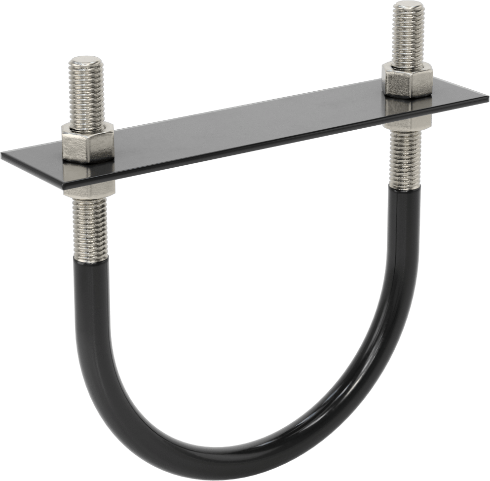 Lastik Yastıklı U-Cıvata, 304 Paslanmaz Çelik, 5/8"-11 Diş Boyutu, 6-3/4" ID