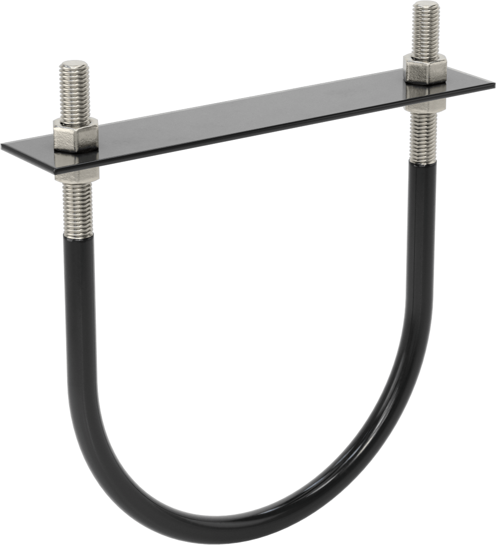 Lastik Yastıklı U-Cıvata, 304 Paslanmaz Çelik, 5/8"-11 Diş Boyutu, 8-3/4" ID