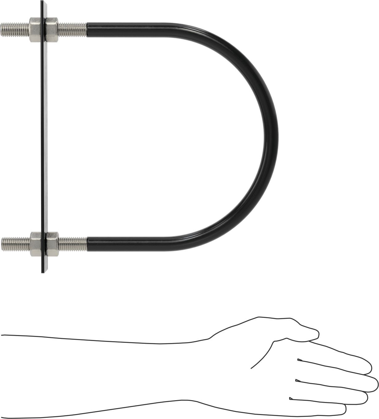Lastik Yastıklı U-Cıvata, 304 Paslanmaz Çelik, 5/8"-11 Diş Boyutu, 8-3/4" ID