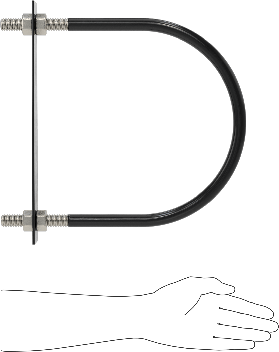 Lastik Yastıklı U-Cıvata, 304 Paslanmaz Çelik, 3/4"-10 Diş Boyutu, 10-7/8" ID