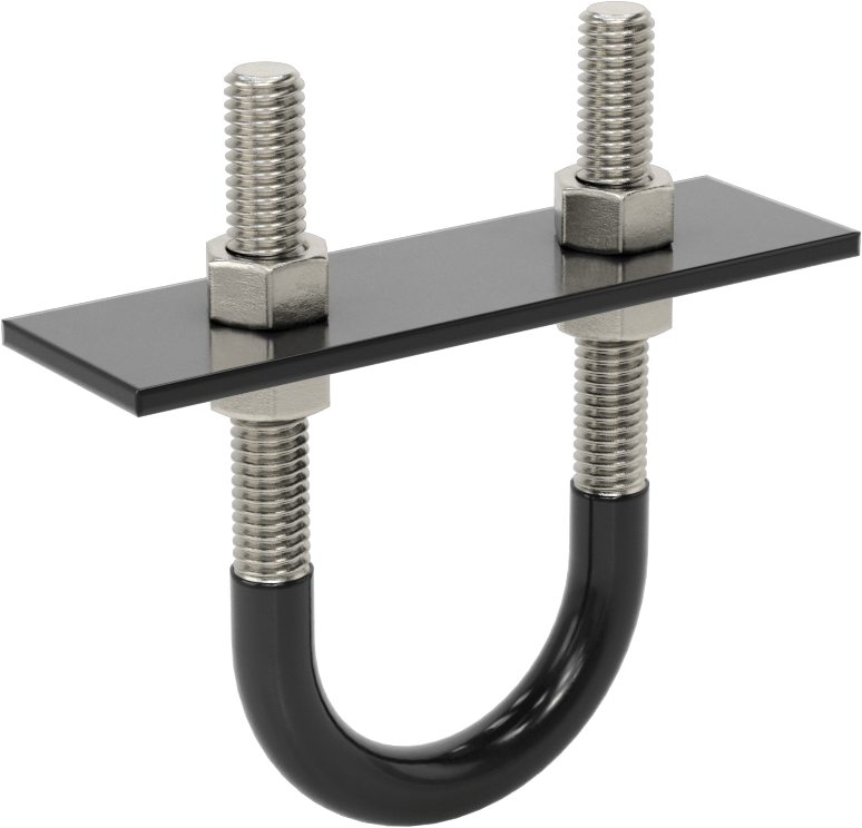 Lastik Yastıklı U-Cıvata, 304 Paslanmaz Çelik, 3/8"-16 Diş Boyutu, 1-11/16" ID