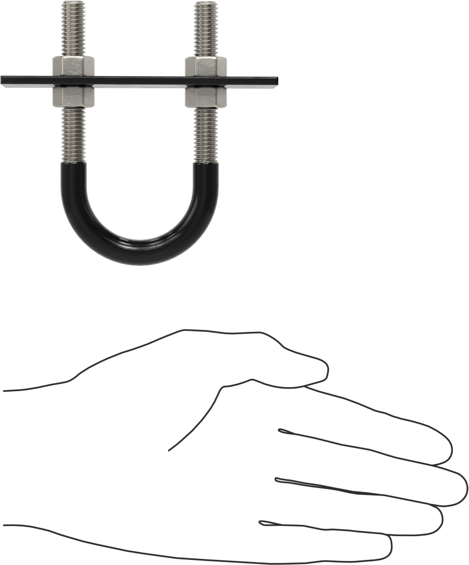 Lastik Yastıklı U-Cıvata, 304 Paslanmaz Çelik, 3/8"-16 Diş Boyutu, 1-11/16" ID