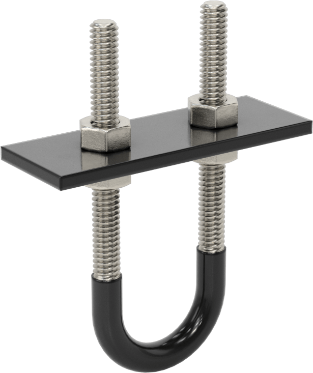 Lastik Yastıklı U-Cıvata, 304 Paslanmaz Çelik, 1/4"-20 Diş Boyutu, 15/16" ID