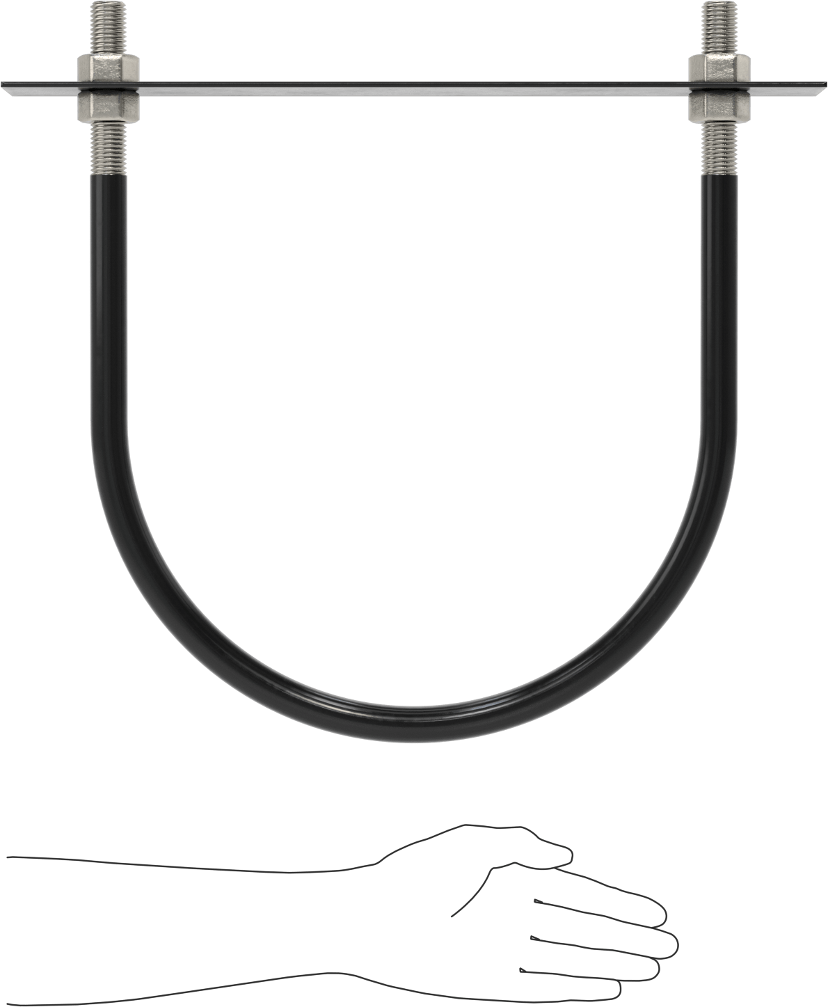 Lastik Yastıklı U-Cıvata, 304 Paslanmaz Çelik, 7/8"-9 Diş Boyutu, 14-1/8" ID