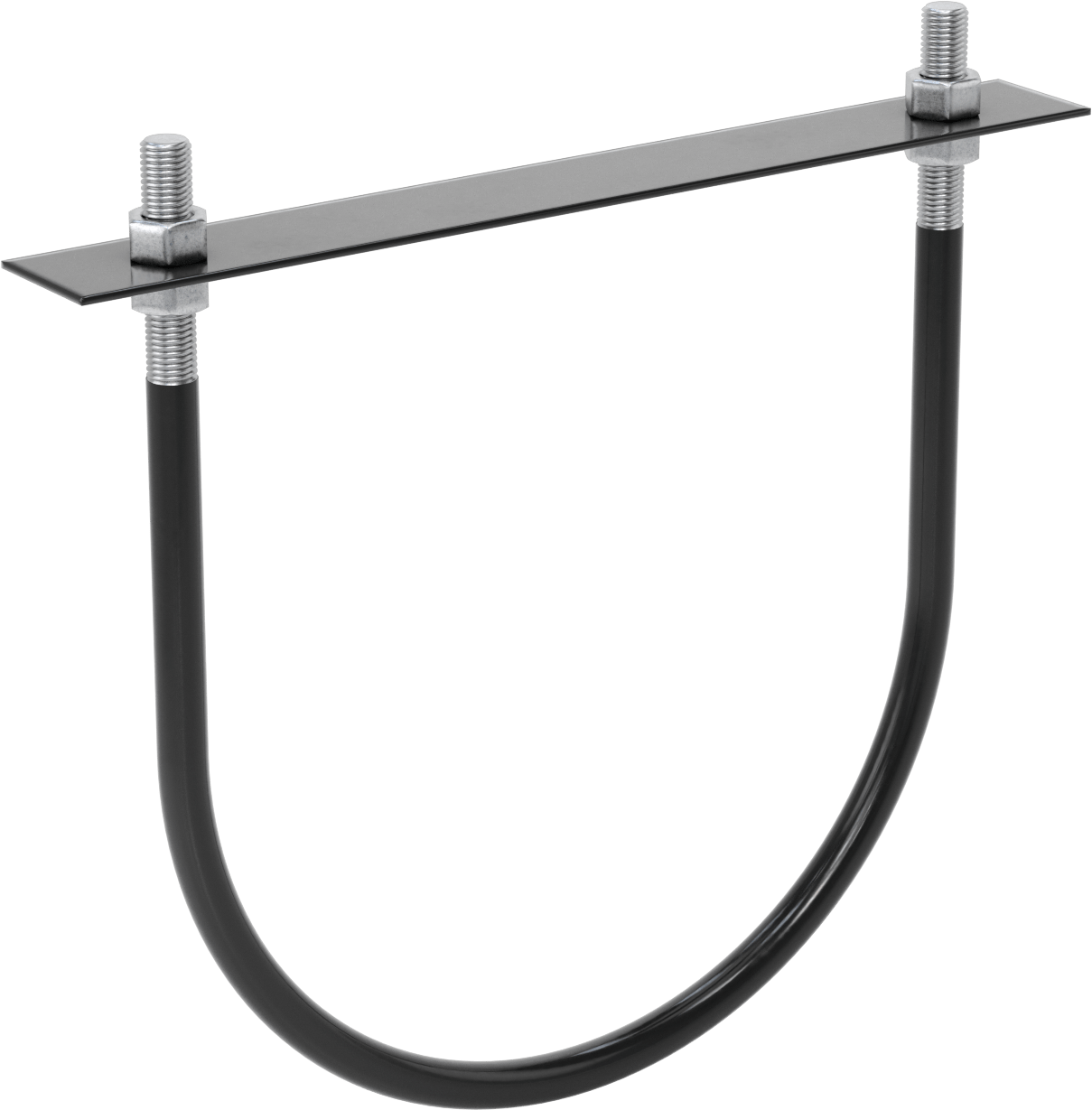 Lastik Yastıklı U-Cıvata, Galvanizli Çelik, 7/8"-9 Diş Boyutu, 16-1/8" ID