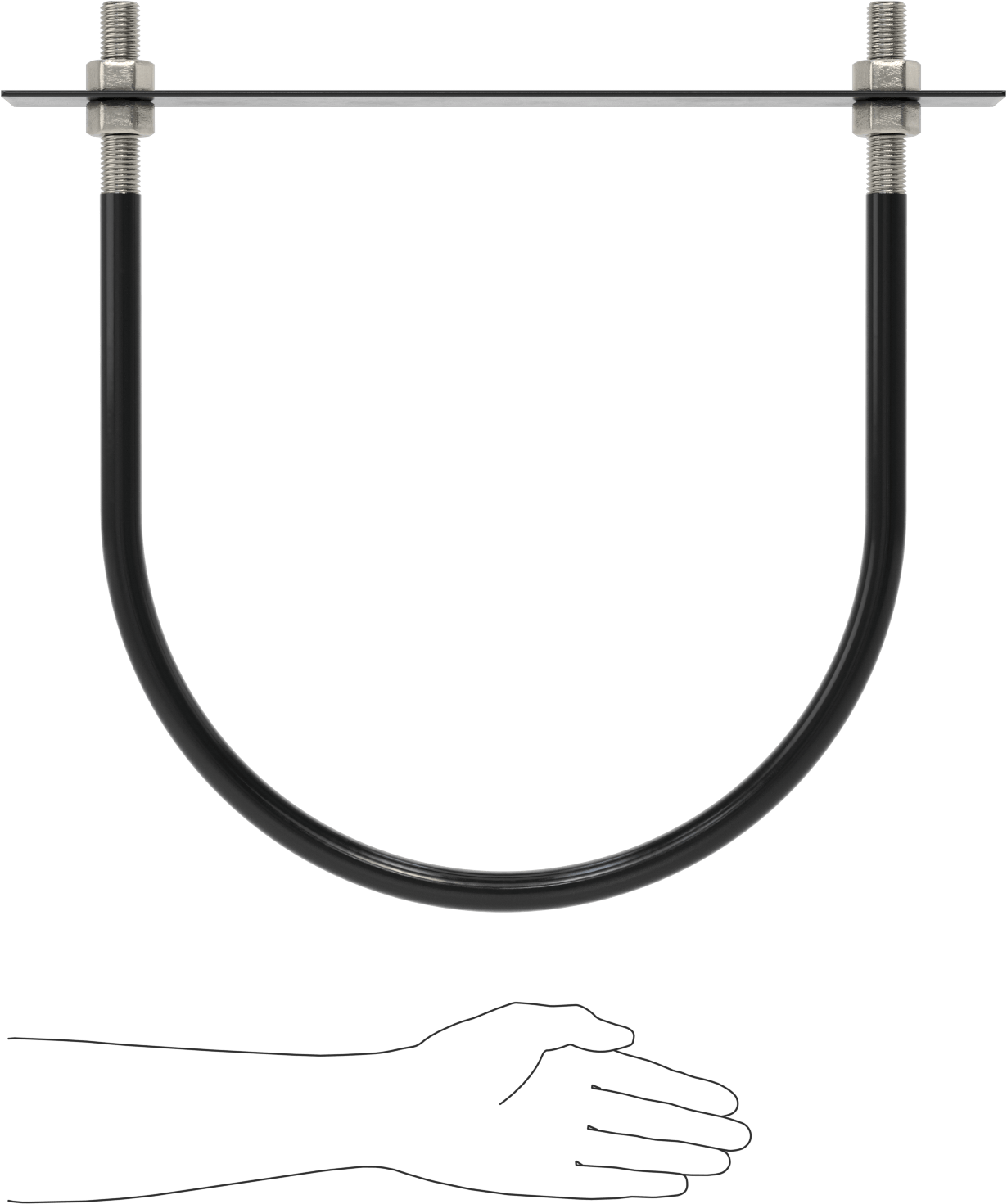 Lastik Yastıklı U-Cıvata, 304 Paslanmaz Çelik, 7/8"-9 Diş Boyutu, 16-1/8" ID
