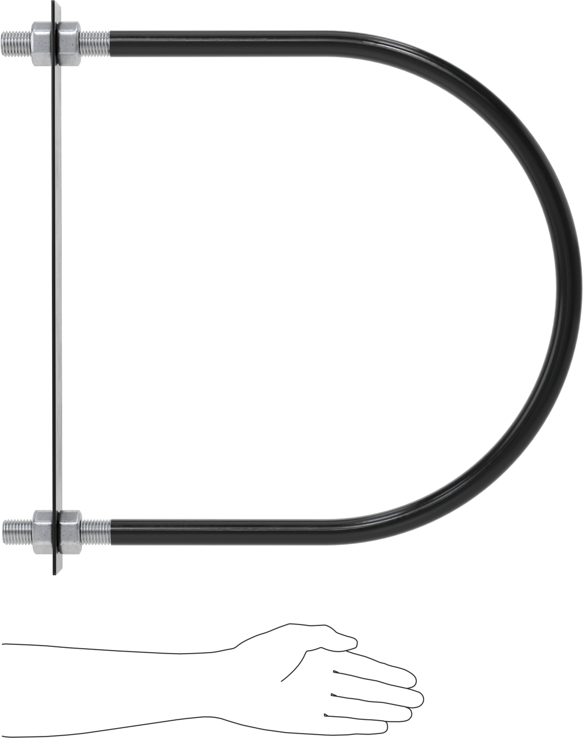 Lastik Yastıklı U-Cıvata, Galvanizli Çelik, 1"-8 Diş Boyutu, 18-1/8" ID