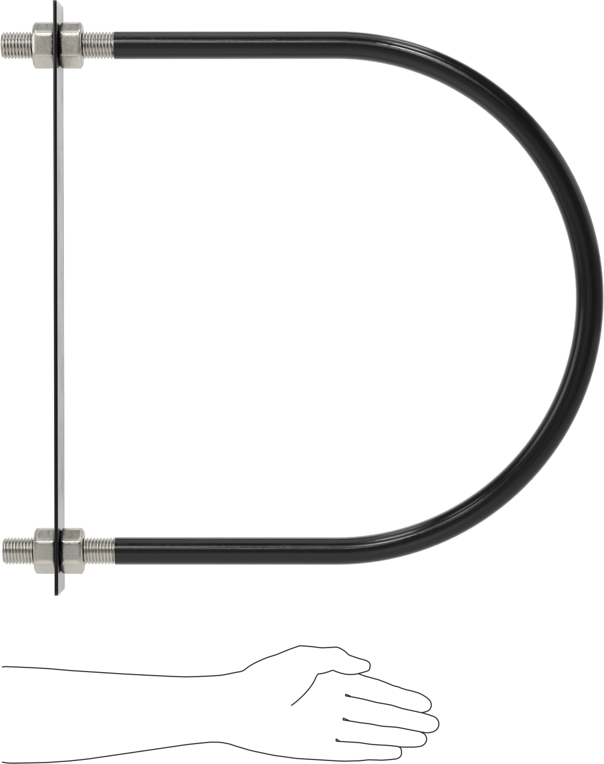 Lastik Yastıklı U-Cıvata, 304 Paslanmaz Çelik, 1"-8 Diş Boyutu, 18-1/8" ID