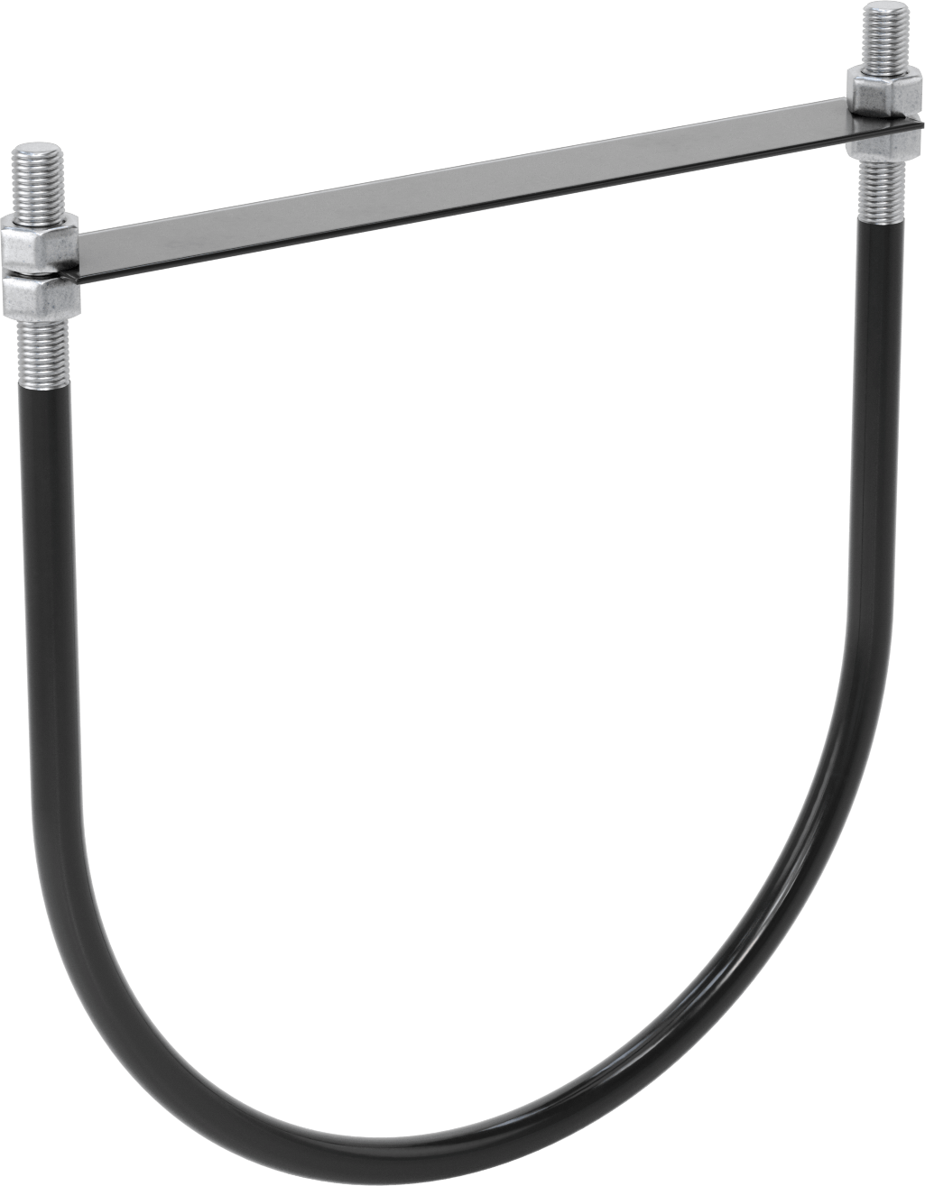 Lastik Yastıklı U-Cıvata, Galvanizli Çelik, 1"-8 Diş Boyutu, 20-1/8" ID