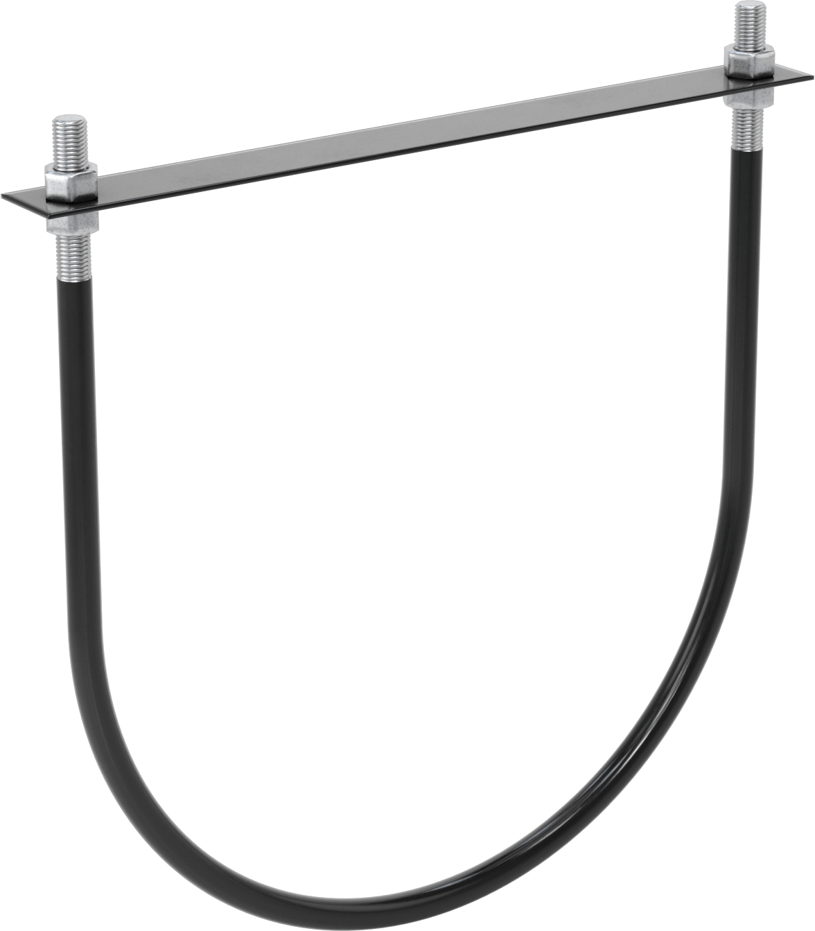 Lastik Yastıklı U-Cıvata, Galvanizli Çelik, 1"-8 Diş Boyutu, 24-1/8" ID
