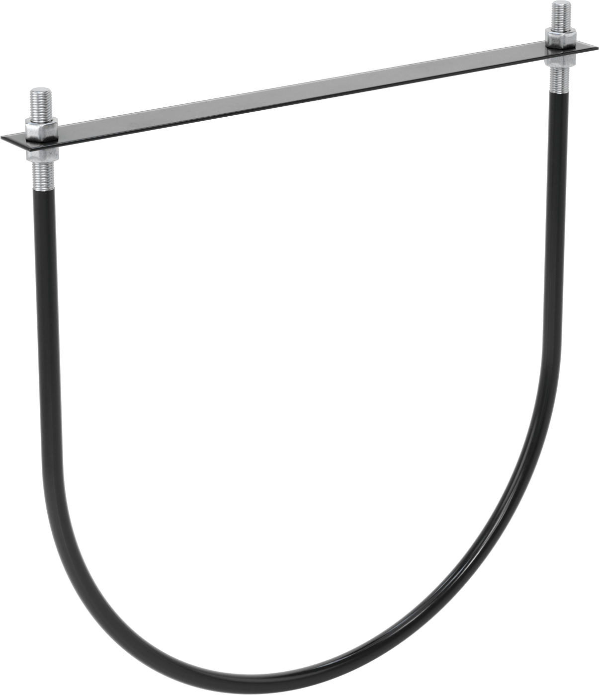 Lastik Yastıklı U-Cıvata, Galvanizli Çelik, 1"-8 Diş Boyutu, 30-1/8" ID