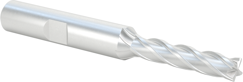Kaplamasız Yüksek Hızlı Çelik Kare Uçlu Freze, 4 Kanallı, 1/4" Freze Çapı, 3/8" Şaft Çapı, 1-1/4" Uzun Kesim