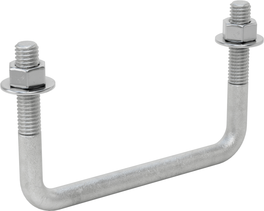 Kare U-Cıvata, Galvanizli Çelik, 3/8"-16 Diş Boyutu, 4" İç Genişlik, 2-5/8" Yükseklik