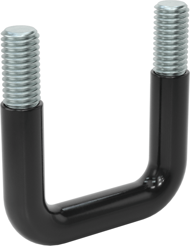 Kare U-Cıvata, Kauçuk Yastık, Çinko Kaplı Çelik, 2" İç Genişlik, 2-5/8" Yükseklik