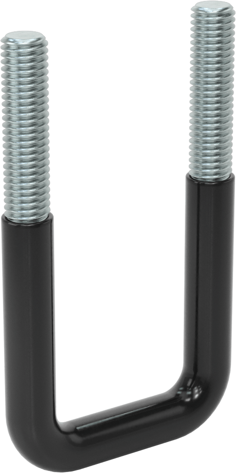Kare U-Cıvata, Kauçuk Yastık, Çinko Kaplı Çelik, 2" İç Genişlik, 4-5/8" Yükseklik