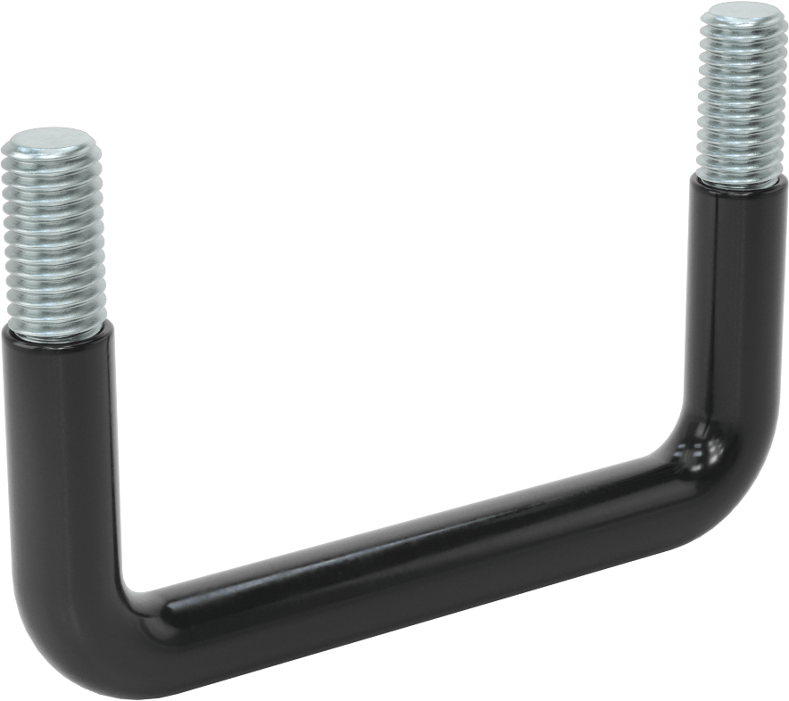 Kare U-Cıvata, Kauçuk Yastık, Çinko Kaplı Çelik, 4" İç Genişlik, 2-5/8" Yükseklik
