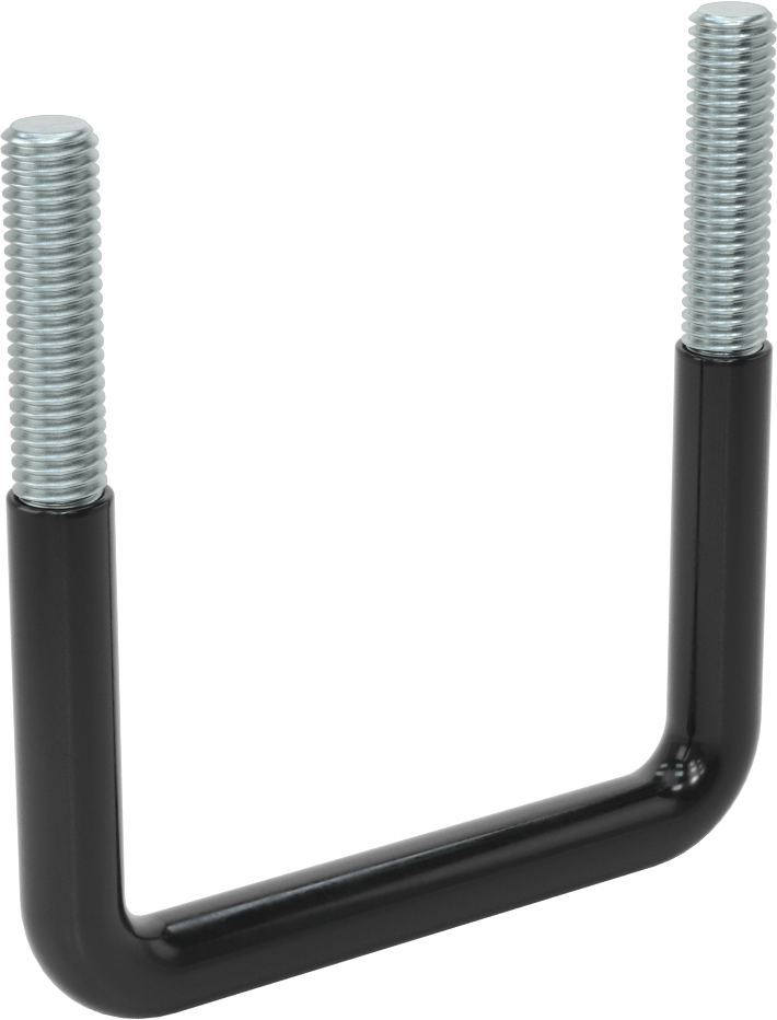 Kare U-Cıvata, Kauçuk Yastık, Çinko Kaplı Çelik, 4" İç Genişlik, 4-5/8" Yükseklik