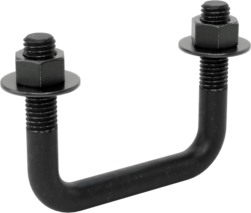 Kare U-Cıvata, Siyah Oksit Çelik, 1/2"-13 Diş, 3" İç Genişlik, 2-5/8" Yükseklik