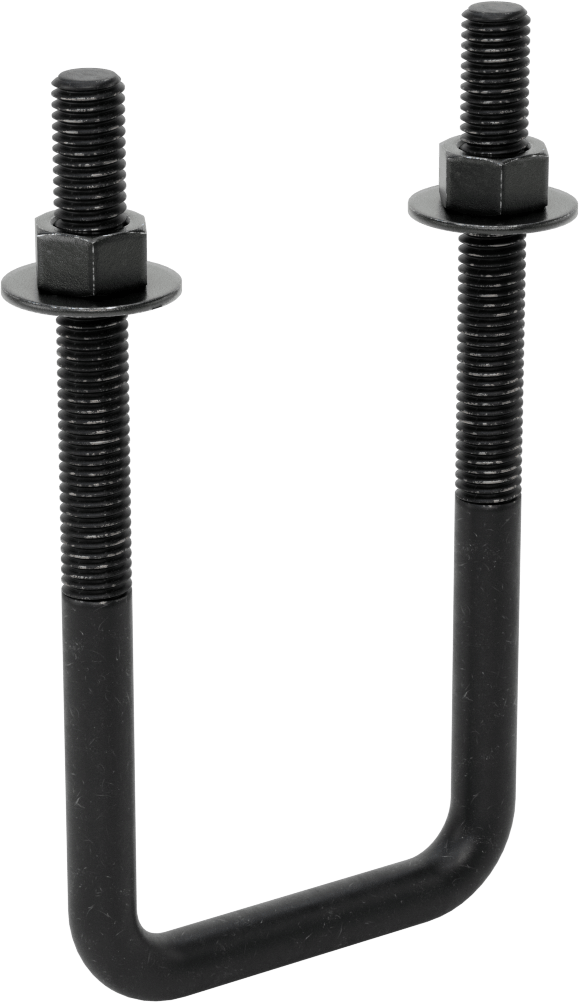 Kare U-Cıvata, Siyah Oksit Çelik, 1/2"-13 Diş, 3" İç Genişlik, 6-5/8" Yükseklik