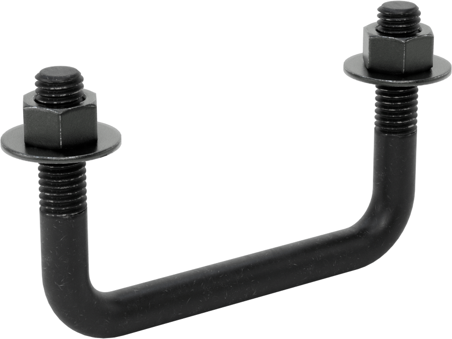 Kare U-Cıvata, Siyah Oksit Çelik, 1/2"-13 Diş, 4" İç Genişlik, 2-5/8" Yükseklik