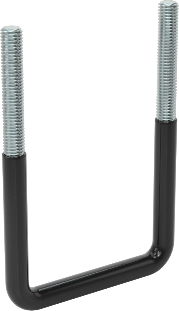 Kare U-Cıvata, Kauçuk Yastık, Çinko Kaplı Çelik, 4" İç Genişlik, 6-5/8" Yükseklik