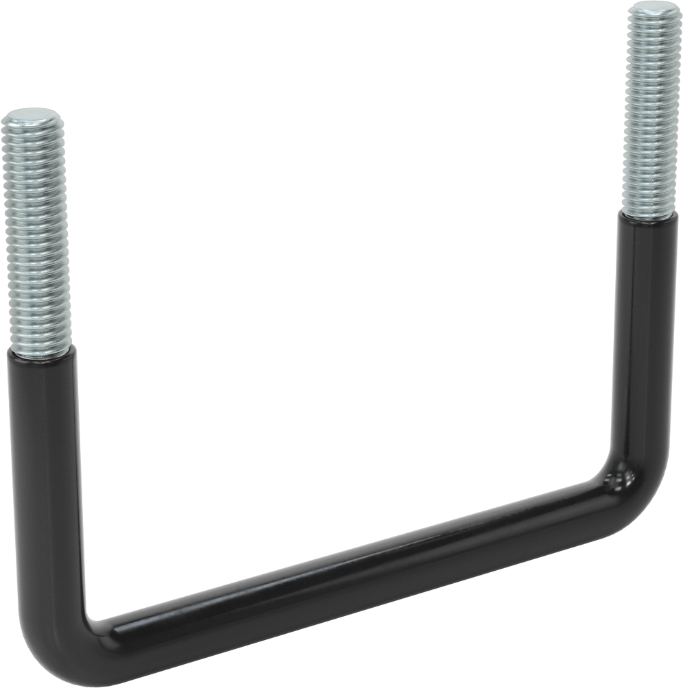 Kare U-Cıvata, Kauçuk Yastık, Çinko Kaplı Çelik, 6" İç Genişlik, 4-5/8" Yükseklik
