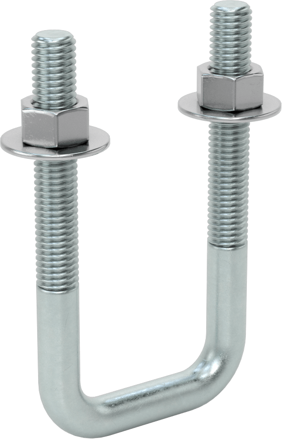 Kare U-Cıvata, Çinko Kaplamalı, Çelik, 1/2"-13 Diş Boyutu, 2" İç Genişlik, 4-5/8" Yükseklik