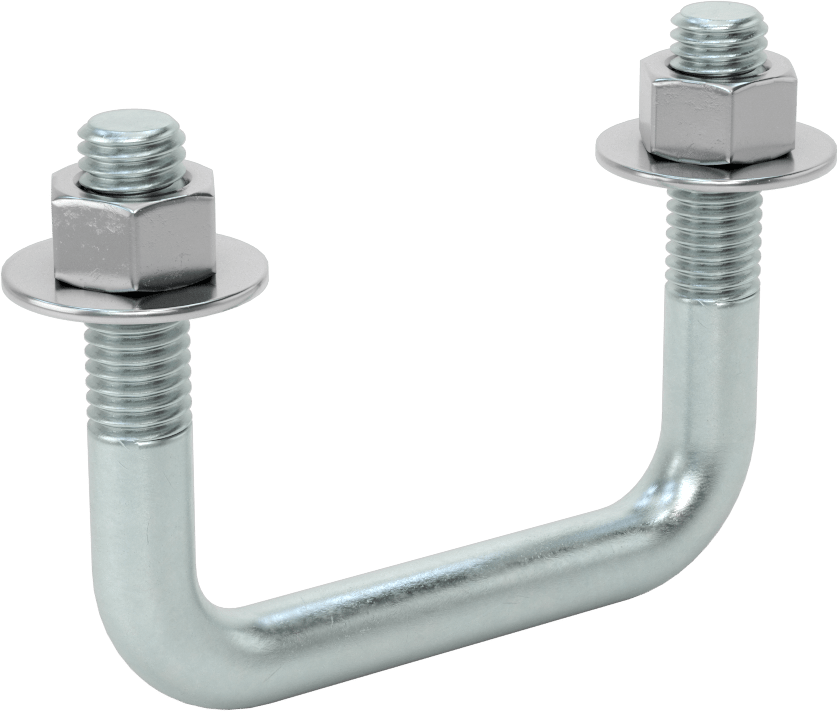 Kare U-Cıvata, Çinko Kaplamalı, Çelik, 1/2"-13 Diş Boyutu, 3" İç Genişlik, 2-5/8" Yükseklik