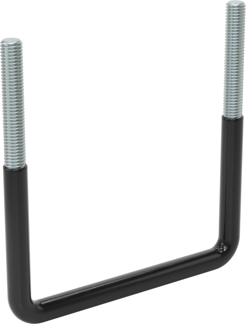 Kare U-Cıvata, Kauçuk Yastık, Çinko Kaplı Çelik, 6" İç Genişlik, 6-5/8" Yükseklik