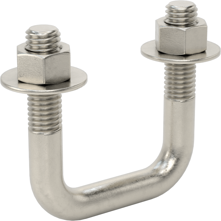 Kare U-Cıvata, 304 Paslanmaz Çelik, 1/2"-13 Diş Boyutu, 2" İç Genişlik, 2-5/8" Yükseklik