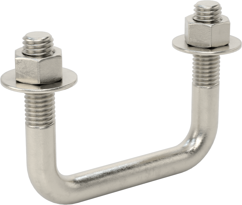Kare U-Cıvata, 304 Paslanmaz Çelik, 1/2"-13 Diş Boyutu, 3" İç Genişlik, 2-5/8" Yükseklik