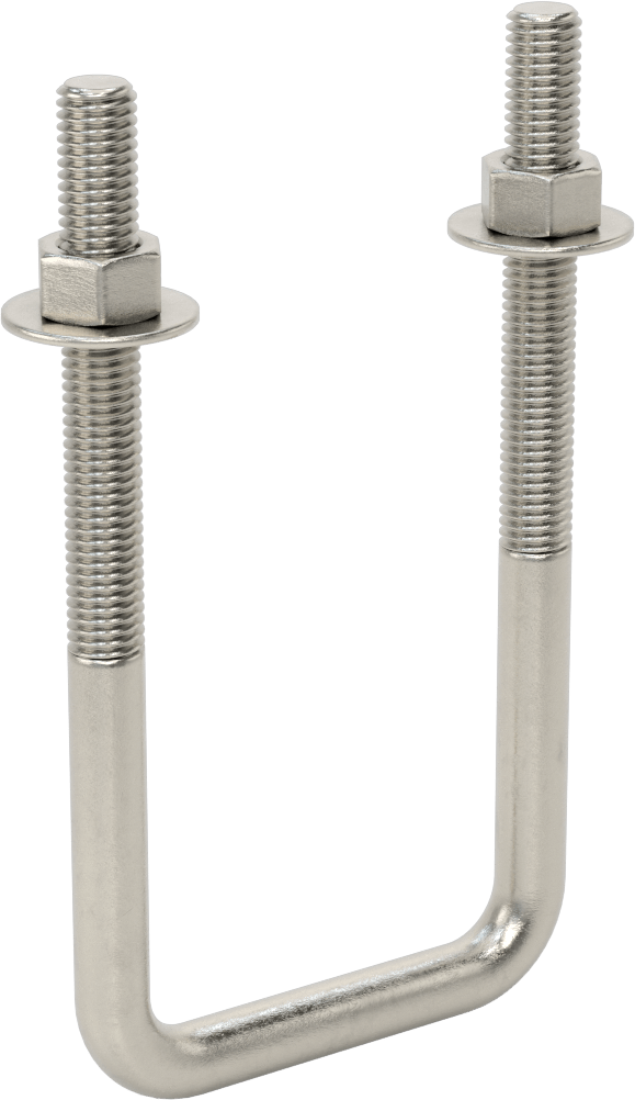 Kare U-Cıvata, 304 Paslanmaz Çelik, 1/2"-13 Diş Boyutu, 3" İç Genişlik, 6-5/8" Yükseklik
