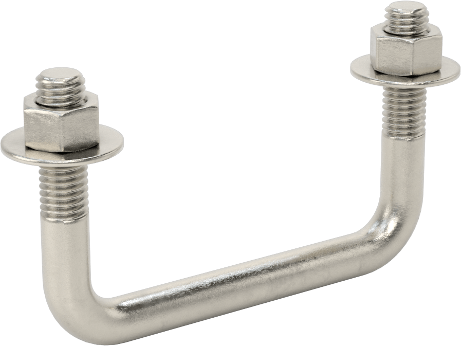Kare U-Cıvata, 304 Paslanmaz Çelik, 1/2"-13 Diş Boyutu, 4" İç Genişlik, 2-5/8" Yükseklik