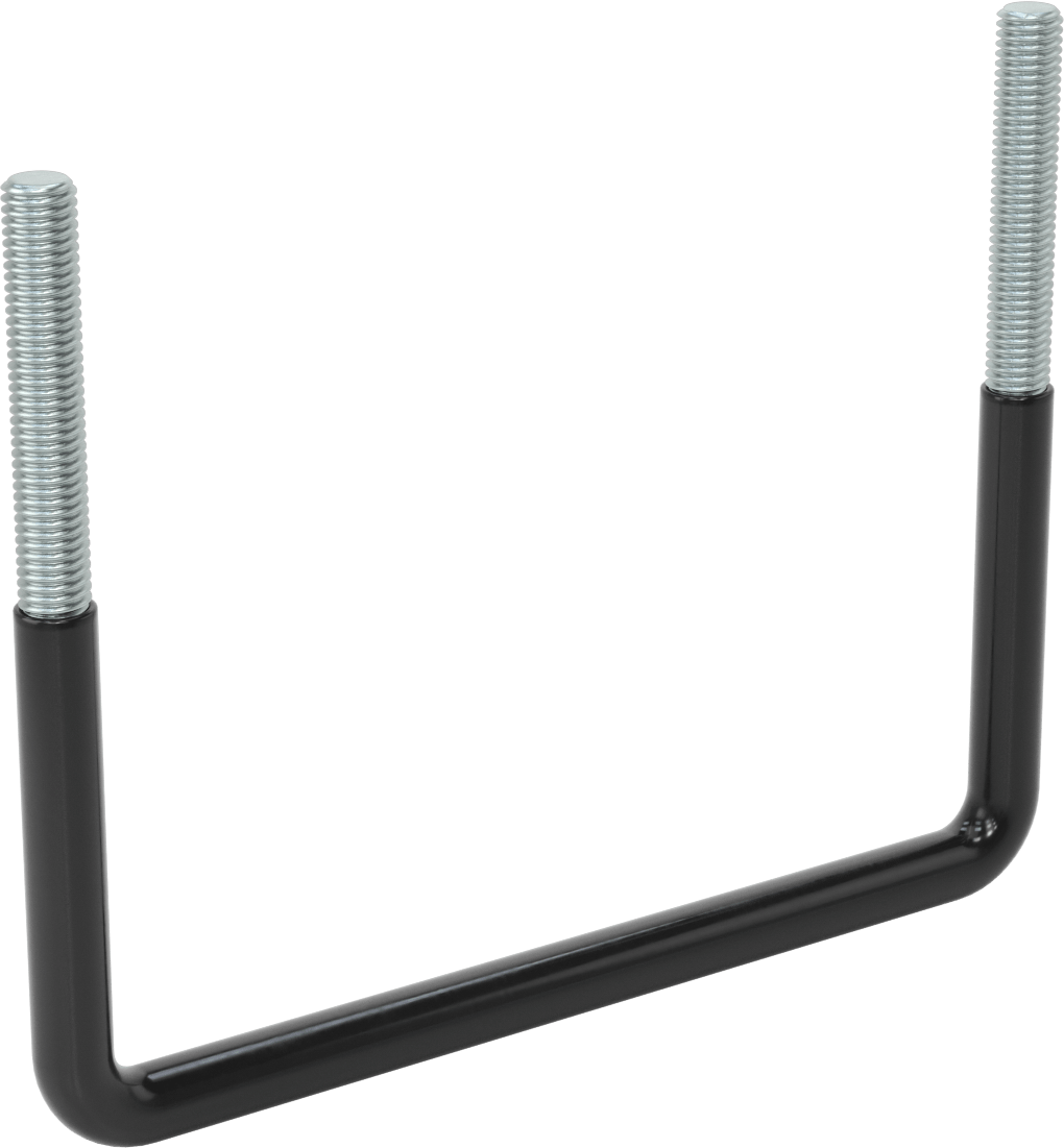 Kare U-Cıvata, Kauçuk Yastık, Çinko Kaplı Çelik, 8" İç Genişlik, 6-5/8" Yükseklik