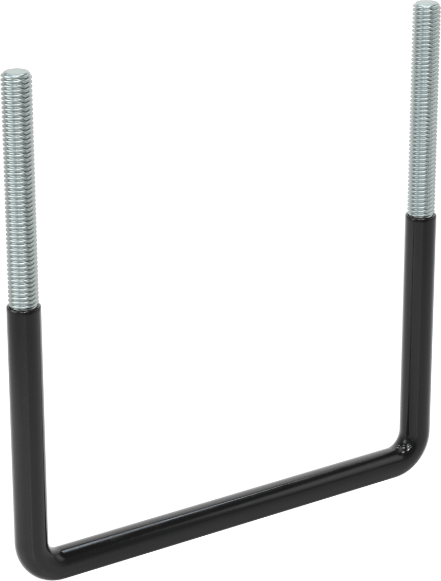 Kare U-Cıvata, Kauçuk Yastık, Çinko Kaplı Çelik, 8" İç Genişlik, 8-5/8" Yükseklik