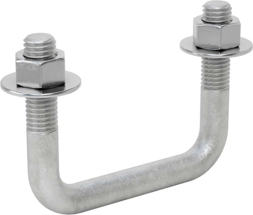 Kare U-Cıvata, Galvanizli Çelik, 1/2"-13 Diş Boyutu, 3" İç Genişlik, 2-5/8" Yükseklik