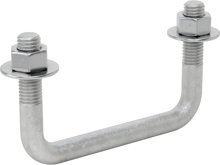 Kare U-Cıvata, Galvanizli Çelik, 1/2"-13 Diş Boyutu, 4" İç Genişlik, 2-5/8" Yükseklik
