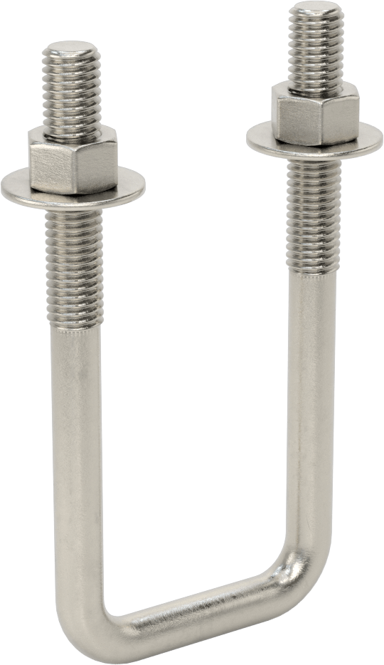 Kare U-Cıvata, 304 Paslanmaz Çelik, 1/2"-13 Diş Boyutu, 2-1/8" İç Genişlik, 5-1/2" Yükseklik