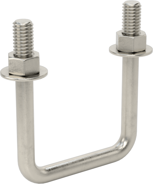 Kare U-Cıvata, 304 Paslanmaz Çelik, 3/8"-16 Diş Boyutu, 2-1/8" İç Genişlik, 3" Yükseklik
