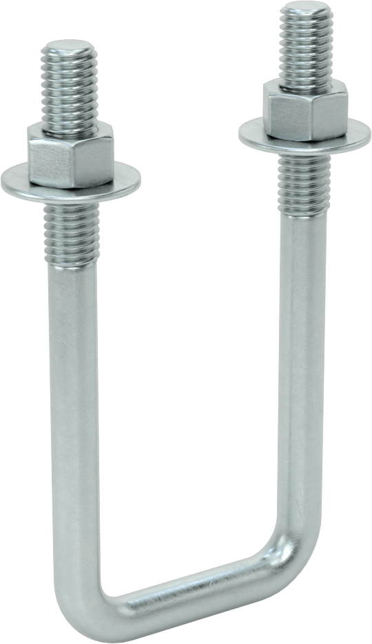 Kare U-Cıvata, Çinko Kaplamalı, 1/2"-13 Diş Boyutu, 2-1/8" İç Genişlik, 5-1/2" Yükseklik