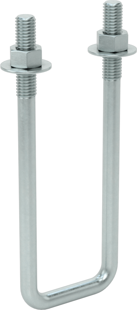 Kare U-Cıvata, Çinko Kaplamalı, 1/2"-13 Diş Boyutu, 2-1/8" İç Genişlik, 7-1/2 inç yükseklik