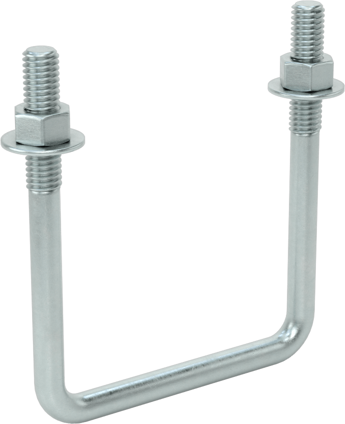 Kare U-Cıvata, Çinko Kaplamalı, 3/8"-16 Diş Boyutu, 3-1/8" İç Genişlik, 4" Yükseklik